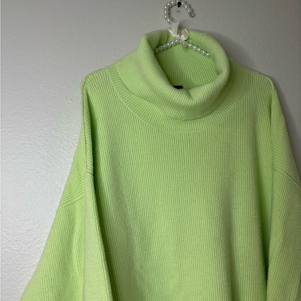 Free People Women Lime Green Softly Structure Cowl Neck Sweater - Picture 10 of 12